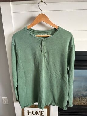 Lucky Brand Men's Sage Green Henley Long-Sleeve Shirt Sz XL Classic